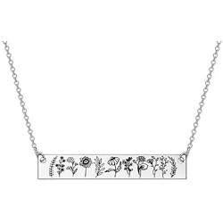 ROMANTIC WORK S925 Sterling Silver Wildflower Nature Necklace Wildflowers Jewelry Gifts for Women Girls Birthday
