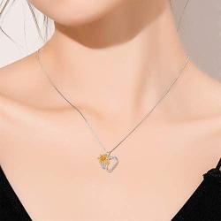 LONAGO Necklace for Grandma 925 Sterling Silver Lily Flower Heart Necklace I Love You Grandmother Nana Pendant Women Jewelry Birthday Gift