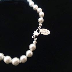 Apmoer Vivienne Westwood Golden Silver Saturn Pearl Necklace Diamond Necklace Pearl Bead Necklaces Crystal Rhinestone Saturn Planet Necklace for Women and Girls