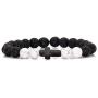 Xusamss Yoga Religious Cross Turquoise Bracelet Natural Stone Lava Rock Beads Oil Diffuser Bracelet,7 1/2 Wrist