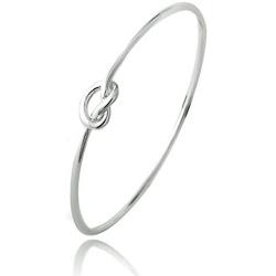 Hoops & Loops - Sterling Silver Polished Love Knot Bangle Bracelet | Sterling Silver, Yellow and Rose Gold Flash Plated