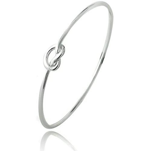 Hoops & Loops - Sterling Silver Polished Love Knot Bangle Bracelet | Sterling Silver, Yellow and Rose Gold Flash Plated