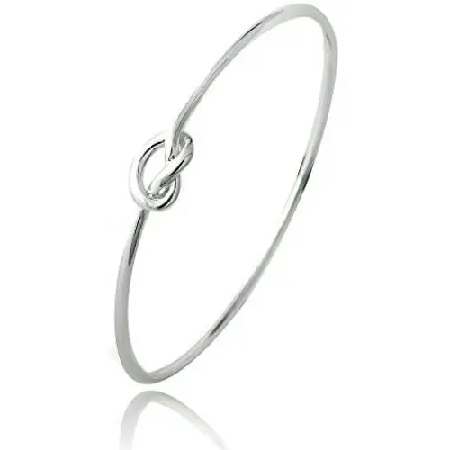 Hoops & Loops - Sterling Silver Polished Love Knot Bangle Bracelet | Sterling Silver, Yellow and Rose Gold Flash Plated