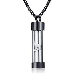 Stainless Steel Hourglass Urn Necklace Keepsake Cremation Ashes Memorial Pendant Necklace for Men,Women