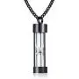 PJ Stainless Steel Hourglass Ashes Urn Memorial Keepsake Pendant Necklace,Remembrance Jewelry