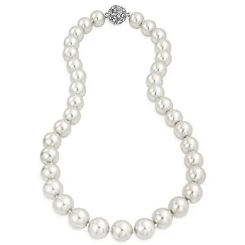 Bling Jewelry White Strand Necklace for Women Rhodium Plated Crystal Clasp Simulated Pearl 10MM 16 Inch Bling Jewelry White Strand Necklace for Women Rhodium Plated Crystal Clasp Simulated Pearl 10MM 16 Inch