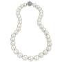 Bling Jewelry White Strand Necklace for Women Rhodium Plated Crystal Clasp Simulated Pearl 10MM 16 Inch