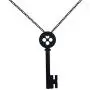 Coraline Key Necklace Girls Button Key Metal Pendant Sweater Chain Present for Child (Black)