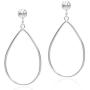 Sea of Ice Sterling Silver Open Teardrop Dangle Hoop Earrings 5mm Bead Post Dangle Earrings for Women Girl