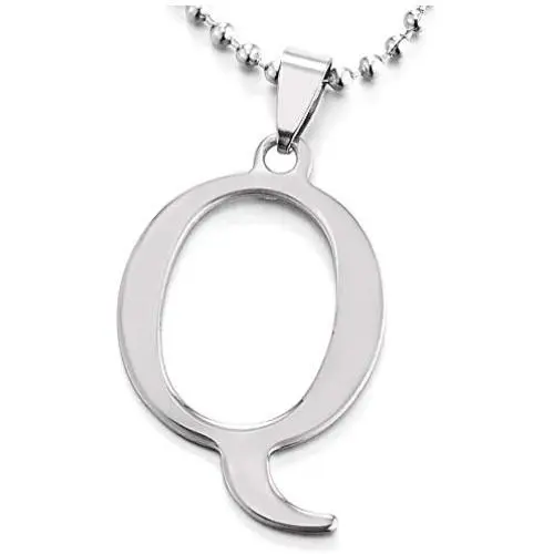 COOLSTEELANDBEYOND Womens Mens Large Steel Name Initial Alphabet Letter A-Z Pendant Necklace, 23.6 inches Ball Chain COOLSTEELANDBEYOND Womens Mens Large Steel Name Initial Alphabet Letter A-Z Pendant Necklace, 23.6 inches Ball Chain