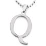 COOLSTEELANDBEYOND Womens Mens Large Steel Name Initial Alphabet Letter A-Z Pendant Necklace, 23.6 inches Ball Chain