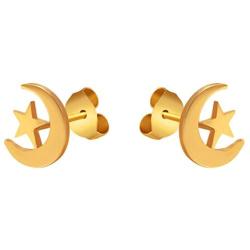 Crescent Moon Star/Ankh Stud Earrings, 18K Gold Plated Stainless Steel Earrings, Women Jewelry Gift
