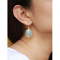 YoTreasure 1.50'' Larimar Dangle Earrings Solid 925 Sterling Silver