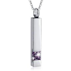 Vertical Bar Zircon Cremation Jewelry for Ashes Men Women Urn Necklace for Ashes Mom Dad Grandpa Grandma