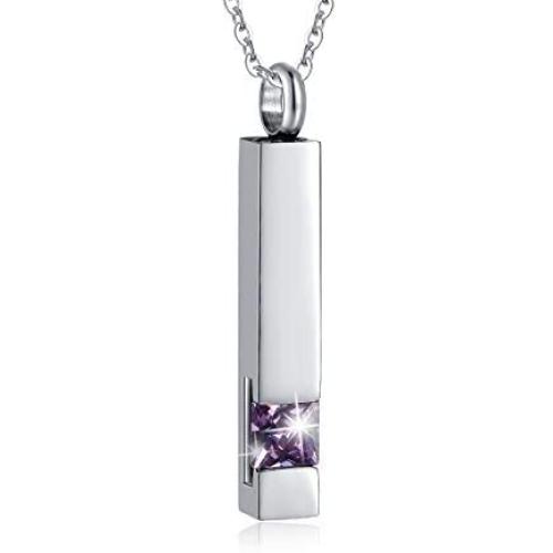 Vertical Bar Zircon Cremation Jewelry for Ashes Men Women Urn Necklace for Ashes Mom Dad Grandpa Grandma