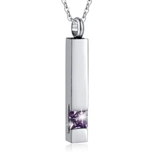 Vertical Bar Zircon Cremation Jewelry for Ashes Men Women Urn Necklace for Ashes Mom Dad Grandpa Grandma