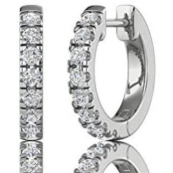 ALEVIRA Cubic Zirconia Studded 14K White and Yellow Gold-Plated Earrings - Womens Ear Hoop Huggies with Jewelry Box