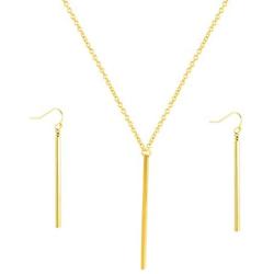 HUSION Fashion Bar Neckacle and Earrings Gold Plated Simple Bar Y Shaped Necklace and Leaves Jewelry Sets for Women Girls