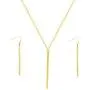 HUSION Fashion Bar Neckacle and Earrings Gold Plated Simple Bar Y Shaped Necklace and Leaves Jewelry Sets for Women Girls