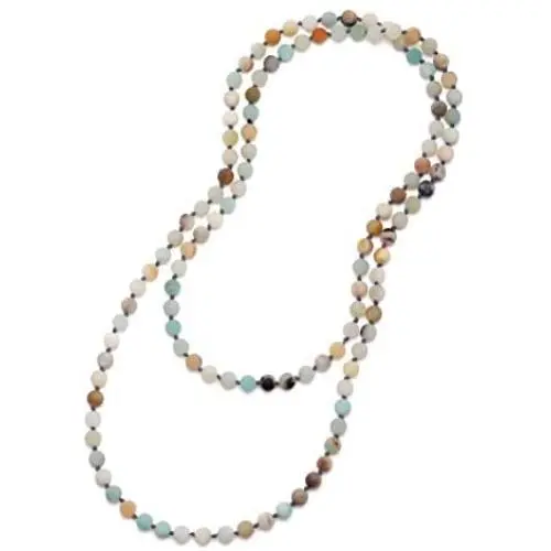 8mm Natural Amazonite & Blue Goldsand Long Beaded Necklace Wrap Bracelet Handmade Jewelry for Women Men 8mm Natural Amazonite & Blue Goldsand Long Beaded Necklace Wrap Bracelet Handmade Jewelry for Women Men
