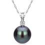 La Regis Jewelry Black Freshwater Cultured Pearl Pendant Necklace 14K Gold Stud Earrings (G-H, SI1-SI2) - Choice of Pearl Sizes