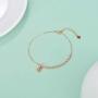 Real 18K Rose Gold Heart Bracelet with Beads Christmas Anniversary Women Jewelry Gifts for Her, Wife, Mother, 6.3''+1.2''
