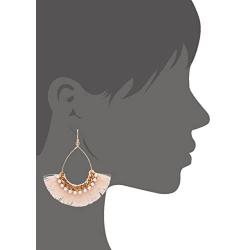 Big Tear Drop Dangle with Chain & Crystal Trimmings, Fan Shape Tassel Statement Earrings