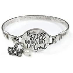 Wonderent Be Still and Know That I am God Vintage Metallic Bangle Bracelet