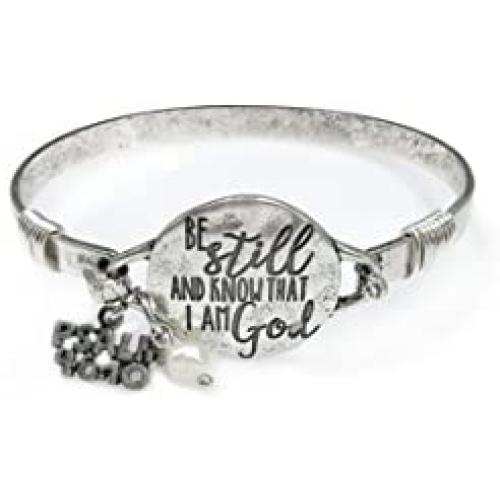Wonderent Be Still and Know That I am God Vintage Metallic Bangle Bracelet