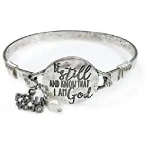Wonderent Be Still and Know That I am God Vintage Metallic Bangle Bracelet