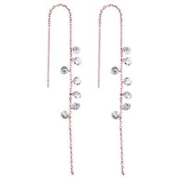 SLUYNZ 925 Sterling Silver Sparkling CZ Droplet Dangle Earrings for Women Teen Girls Elegant Long Threader Earrings