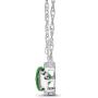 Sterling Silver Diamond and Lab-Created Emerald Pendant Necklace (1/10 cttw, I-J Color, I2-I3 Clarity), 18''