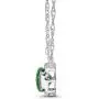 Sterling Silver Diamond and Lab-Created Emerald Pendant Necklace (1/10 cttw, I-J Color, I2-I3 Clarity), 18'' Sterling Silver Diamond and Lab-Created Emerald Pendant Necklace (1/10 cttw, I-J Color, I2-I3 Clarity), 18''
