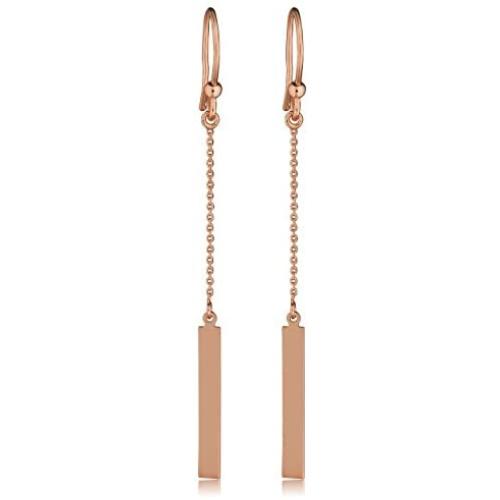 Kooljewelry 14k Gold Bar Drop Earrings (yellow gold or white gold or rose gold)