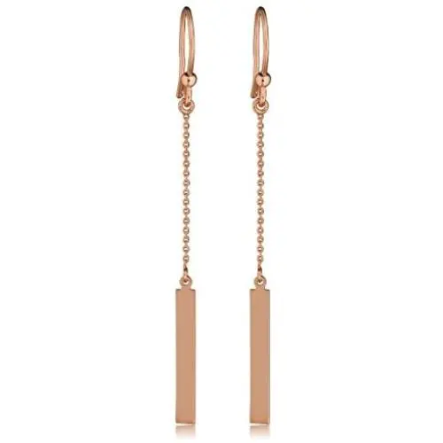 Kooljewelry 14k Gold Bar Drop Earrings (yellow gold or white gold or rose gold)