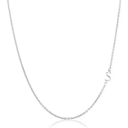 Deidreamers Sterling Silver Side Mini Initial Necklace