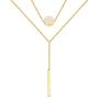 Ldurian Layered Necklace, Set of 2, Choker Chain with Disc Y Bar Pendant, Layering Drop Lariat for Women, Dainty Minimalist Jewelry (14K Gold Plated)