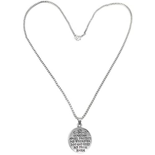 Blazing Autumn Necklace/Guardian Angel Reversible Pendant Necklace with Prayer Inscription, 18''