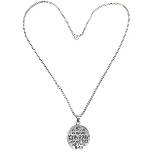 Blazing Autumn Necklace/Guardian Angel Reversible Pendant Necklace with Prayer Inscription, 18'' Blazing Autumn Necklace/Guardian Angel Reversible Pendant Necklace with Prayer Inscription, 18''