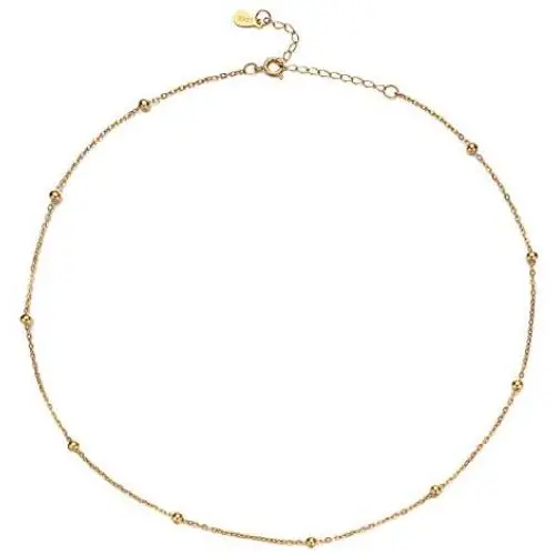 YIBA Choker Necklace 18K Gold Plated Chain Tiny Beaded Choker Satellite Bead Jewelry Gift for Women and Girl Chain (18k Gold Plated) YIBA Choker Necklace 18K Gold Plated Chain Tiny Beaded Choker Satellite Bead Jewelry Gift for Women and Girl Chain (18k Gold Plated)