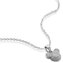 Dainty 100% 925 Silver Necklace for Women & Girl - Cute Mickey Pendant Necklace - Solid Silver Choker Chain 17inch - Fine Jewelry Gift