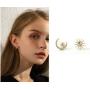 Moon Star Earrings Dangle Earth Planet Asymmetrical Drop Earrings Astronaut Stud Earrings Jewelry for Women Girls
