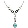 RB Gems Sterling Silver 925 Necklace Genuine GEMS Oval 18x13 mm 16 Cts Rhodium-Plated Finish 14”+2” Long