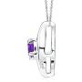 Shell Style Oval Amethyst and Diamond Pendant Necklace in Silver (4x3mm Amethyst)