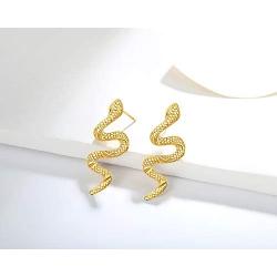 Vivid Snake Earrings Women 18K Gold Plated Stainless Steel Dangle Earring Gold Snake Stud Earrings for Women Large