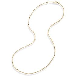 Miabella 18K Gold Over Silver Italian Singapore Bead Chain Station Necklace for Women Teen 16, 18, 20, 22, 24, 26, 30 Inch Made in Italy