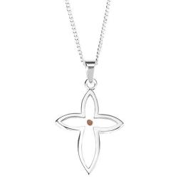 Dicksons Mustard Seed Petal Cross Pendant Womens 20 Inch Silver Plated Everyday Necklace in Jewelry Gift Box