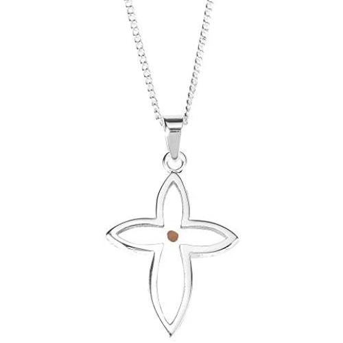 Dicksons Mustard Seed Petal Cross Pendant Womens 20 Inch Silver Plated Everyday Necklace in Jewelry Gift Box