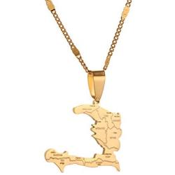 Yidan The Republic of Haiti Map Pendant Necklace Chain Port-AU-Prince Map Jewelry