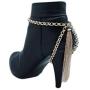 TFJ Women Jewelry Boot Bracelet Gold Metal Chain Shoe Bling Long Back Tassel Fringe Charm Wrap Around Strap